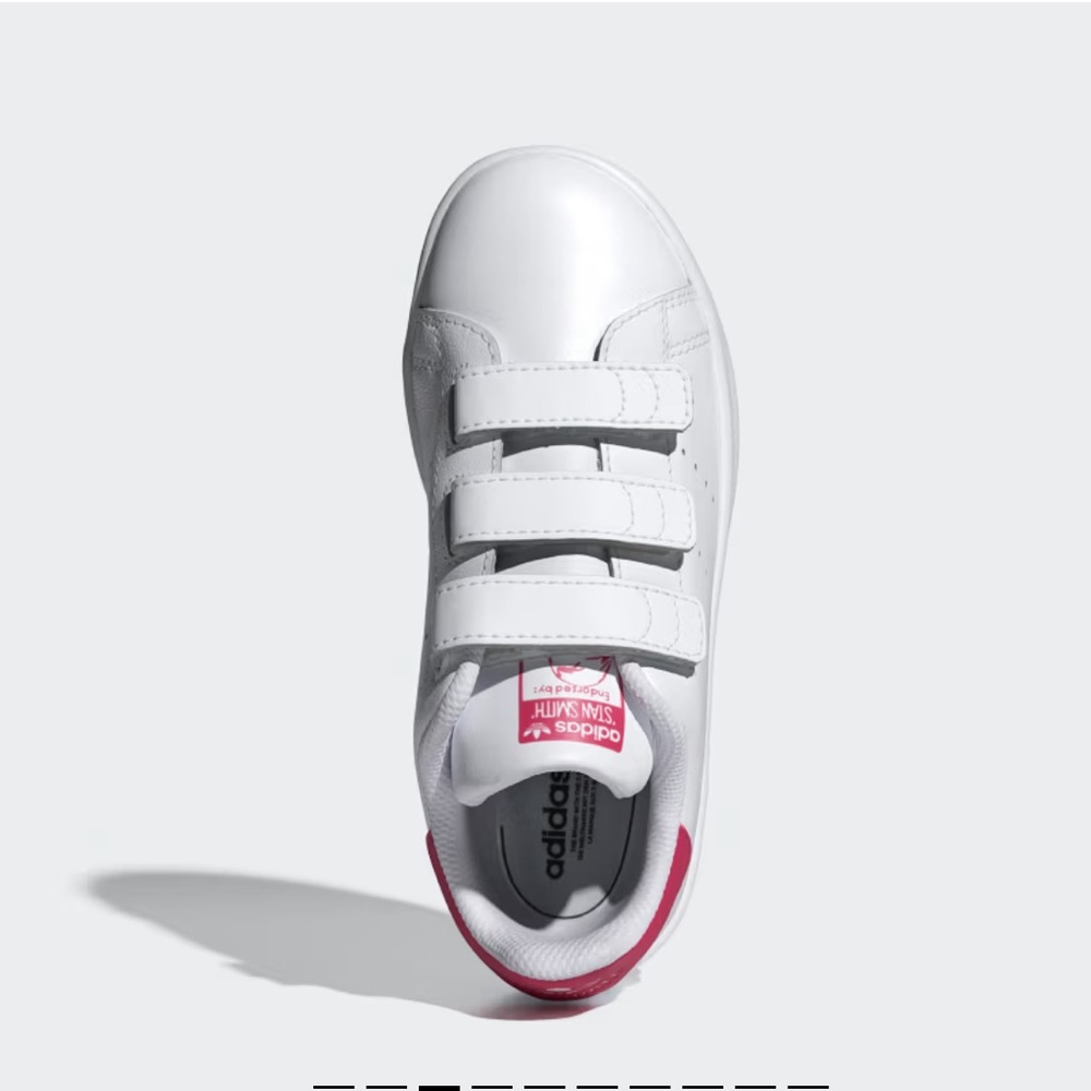 NIB Adidas Sz 2 Kids Pink Stan Smith Comfort Closure Velcro Sneaker Shoes R $70! - Picture 2 of 14